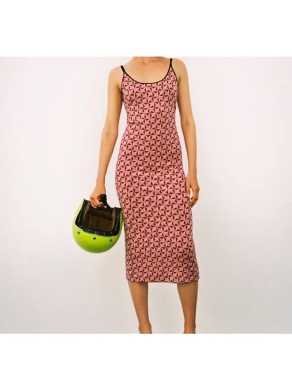 Zara jacquard midi skirt in chalk pink geometric pattern size medium sleeveless
